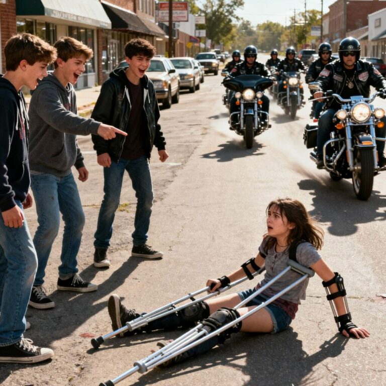 Bullies Shoved a Disabled Girl in the Street — But Then, 10 Bikers Appeared from Nowhere…