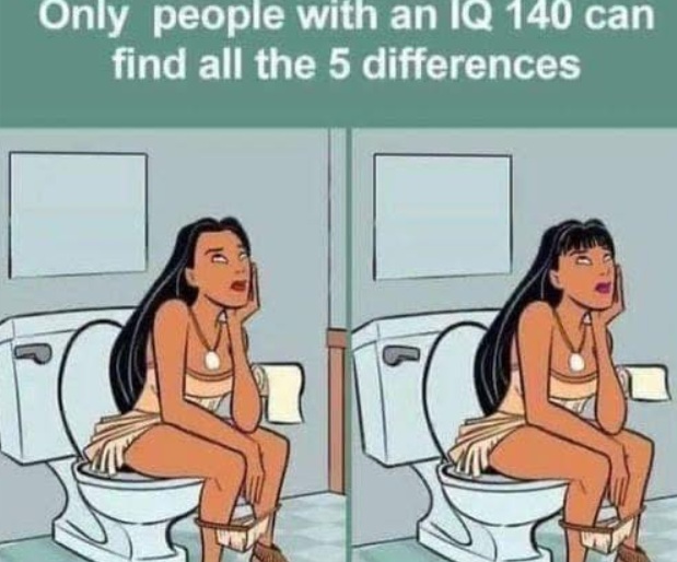 Challenge, Only individuals with a 140 IQ can spot all 5 differences!