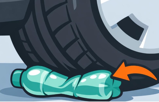 The Hidden Danger of Finding a Plastic Bottle on Your Car Tire: Why It’s a Sign to Stay Vigilant and Protect Your Vehicle