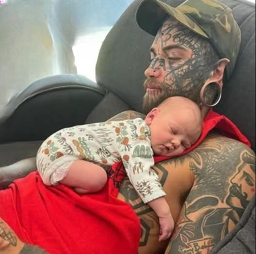 Dad Once Covered Head to Toe in Tattoos Begins Personal Transformation for the Sake of His Young Daughter